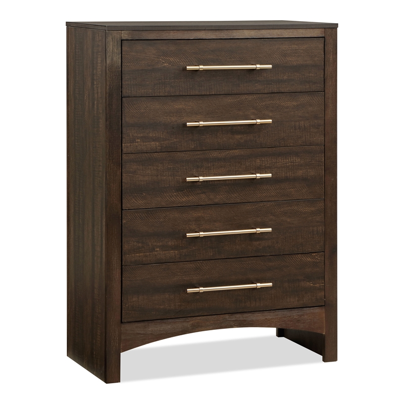 Furniture of America Irvine Contemporary Wood 5-Drawer Chest in Walnut