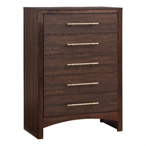 furniture of america irvine contemporary wood 5-drawer chest in walnut