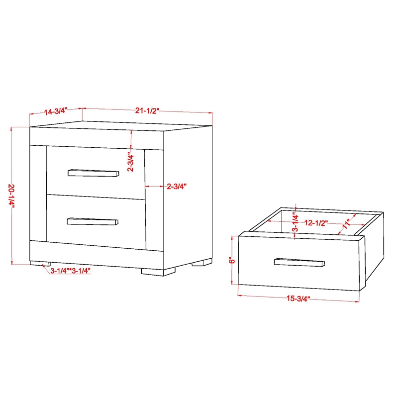 Furniture of America Stockton Farmhouse Wood 2-Drawer Nightstand in Gray