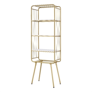 furniture of america arcadia contemporary metal 4-shelf bookcase in gold