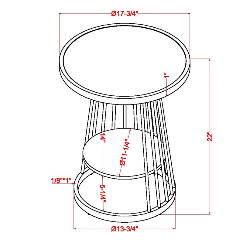 Furniture of America Amador Metal 1-Shelf Side Table in Gold and White