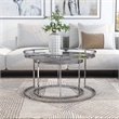 Furniture of America Belmont Metal 2-Piece Nesting Table in Chrome and Gray