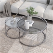 Furniture of America Belmont Metal 2-Piece Nesting Table in Chrome and Gray