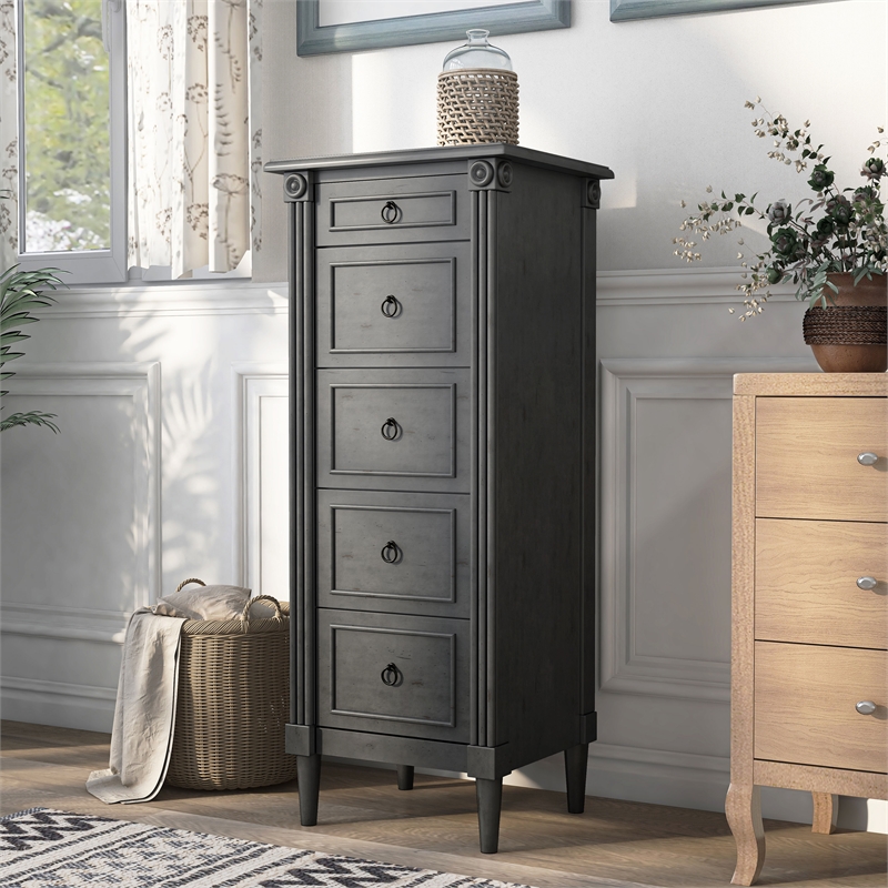 Furniture of America Dayle Traditional Wood 5-Drawer Chest in Antique Gray
