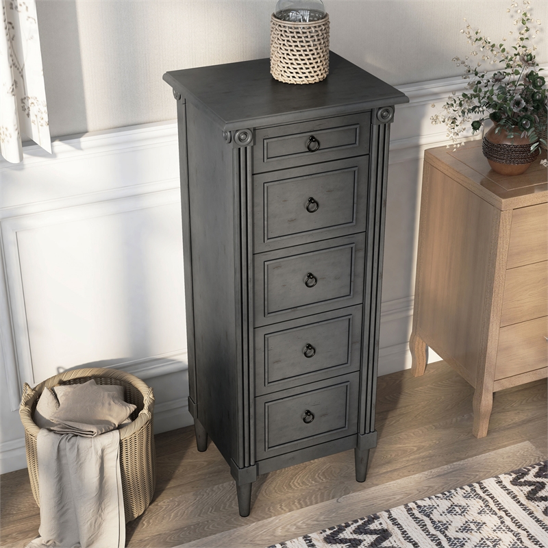 Furniture of America Dayle Traditional Wood 5-Drawer Chest in Antique Gray