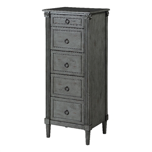 furniture of america dayle traditional wood 5-drawer chest in antique gray