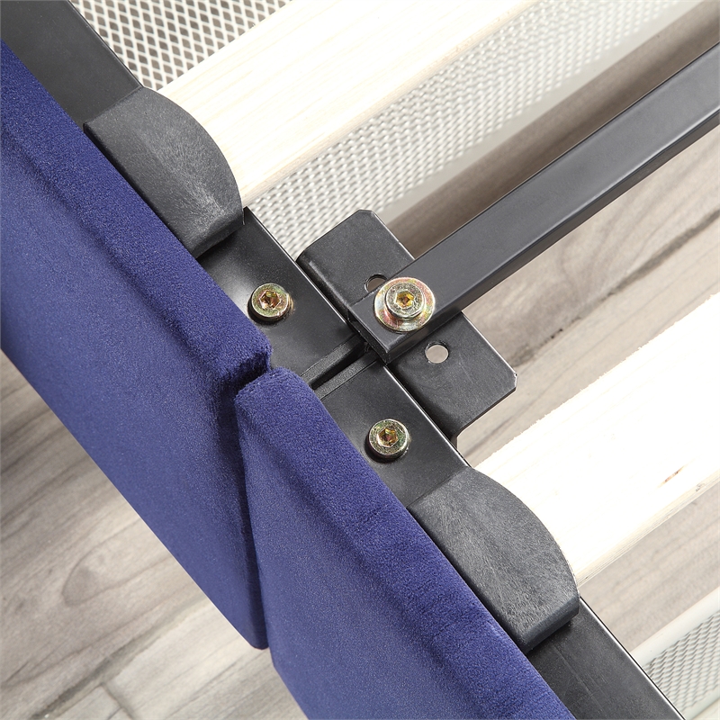 Furniture of America Landhill Glam Fabric Upholstered Queen Bed in Navy