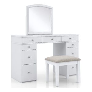 furniture of america galveston solid wood 3-piece vanity set in white