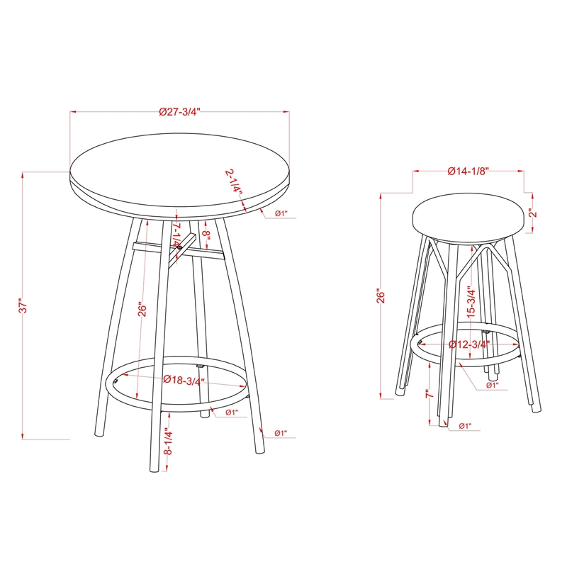 Furniture of America Saginaw Aluminum 3-Piece Patio Dining Table Set in Brown