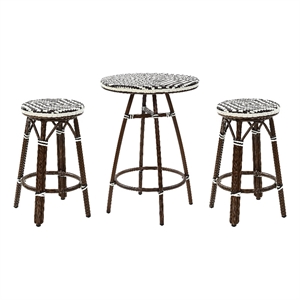 furniture of america saginaw aluminum 3-piece patio dining table set in brown