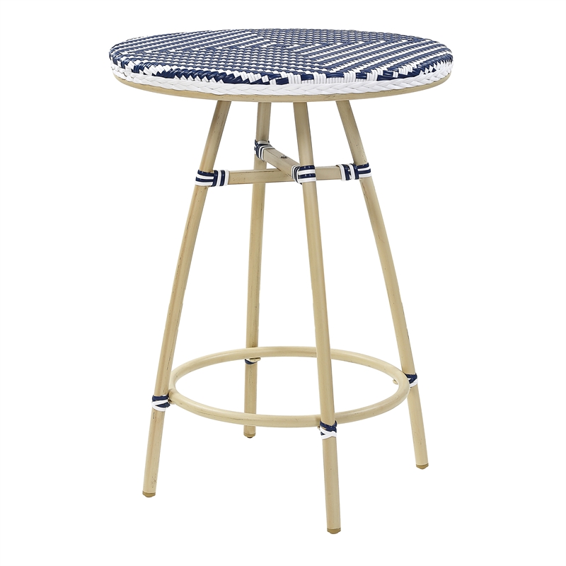 Furniture of America Saginaw Aluminum 3-Piece Patio Dining Table Set in Navy