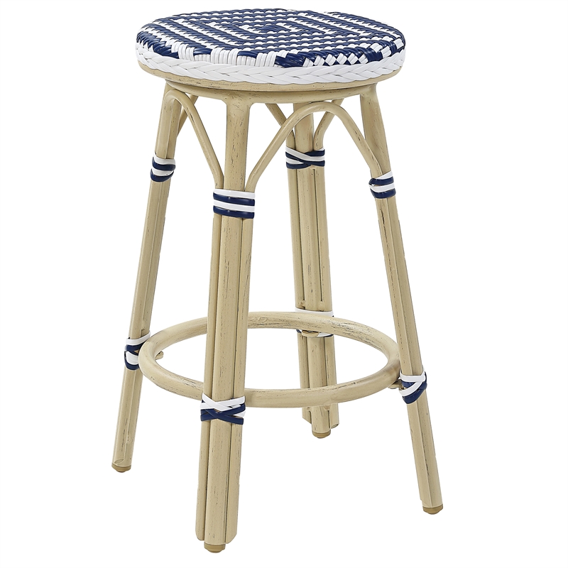 Furniture of America Saginaw Aluminum 3-Piece Patio Dining Table Set in Navy