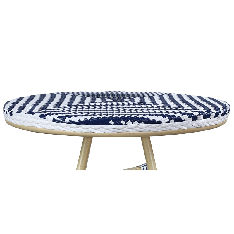 Furniture of America Saginaw Aluminum 3-Piece Patio Dining Table Set in Navy