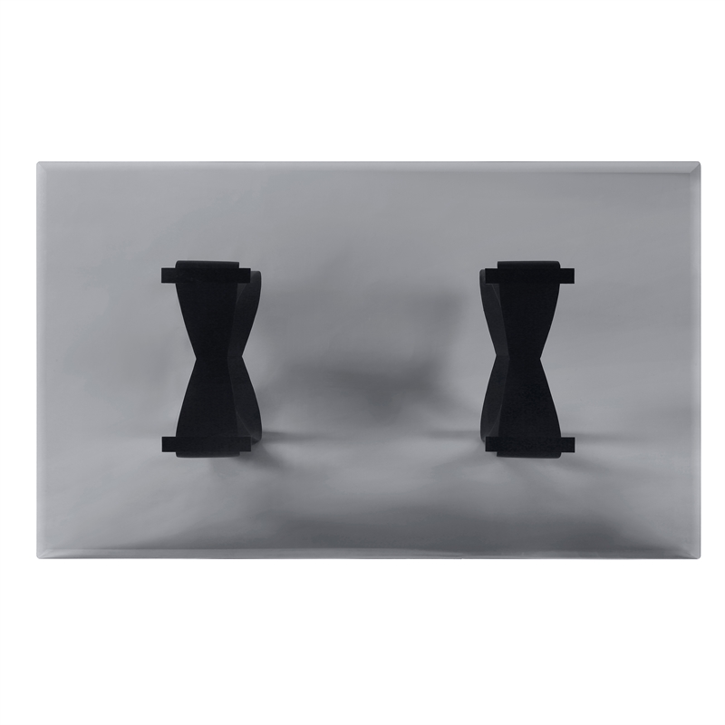 Furniture of America Saginaw Gray Glass Top Dining Table in Black