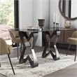 Furniture of America Saginaw Gray Glass Top Dining Table in Black