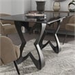 Furniture of America Saginaw Gray Glass Top Dining Table in Black
