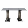 Furniture of America Saginaw Double Pedestal Glass Top Dining Table in Gray