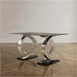 Furniture of America Saginaw Double Pedestal Glass Top Dining Table in Gray
