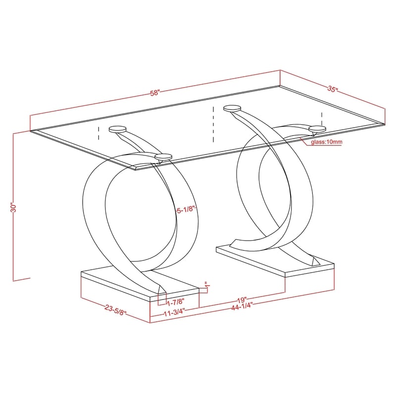Furniture of America Saginaw Double Pedestal Glass Top Dining Table in Gray