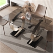 Furniture of America Saginaw Double Pedestal Glass Top Dining Table in Gray