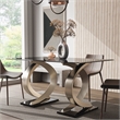 Furniture of America Saginaw Double Pedestal Glass Top Dining Table in Gray