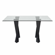 Furniture of America Saginaw Clear Glass Top Dining Table in Black