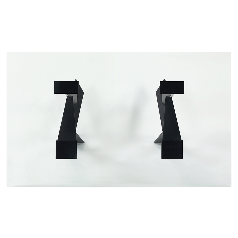 Furniture of America Saginaw Clear Glass Top Dining Table in Black