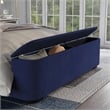 Furniture of America Fremont Contemporary Fabric Full Bed with Storage in Navy