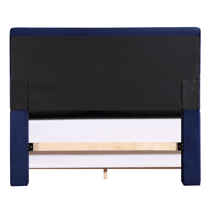 Furniture of America Fremont Contemporary Fabric Queen Bed with Storage in Navy