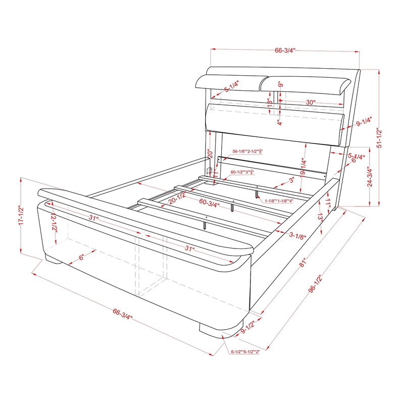Furniture of America Fremont Contemporary Fabric Queen Bed with Storage in Navy