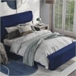 Furniture of America Fremont Contemporary Fabric Queen Bed with Storage in Navy