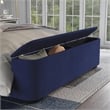 Furniture of America Fremont Contemporary Fabric Queen Bed with Storage in Navy