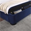 Furniture of America Fremont Contemporary Fabric Queen Bed with Storage in Navy