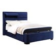Furniture of America Fremont Contemporary Fabric Queen Bed with Storage in Navy