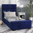 Furniture of America Fremont Contemporary Fabric Twin Bed with Storage in Navy