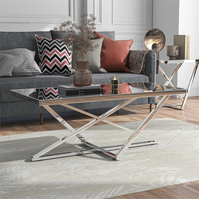 Furniture of America Ludington Contemporary Metal Coffee Table in Chrome
