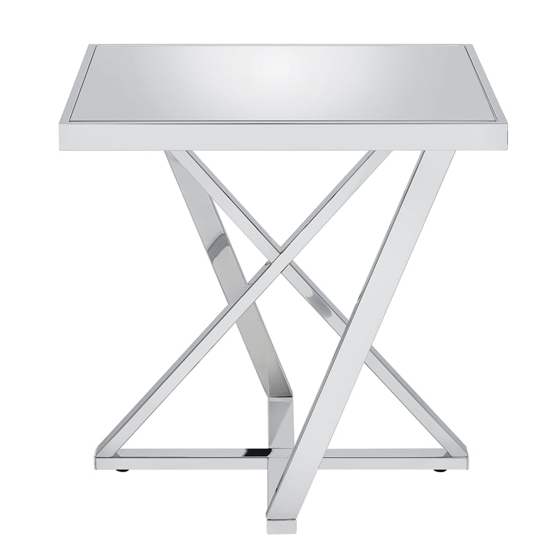 Furniture of America Ludington Contemporary Metal End Table in Chrome