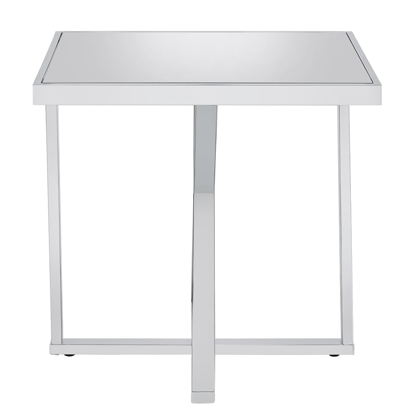 Furniture of America Ludington Contemporary Metal End Table in Chrome