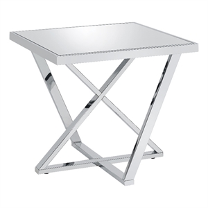 furniture of america ludington metal end table in chrome