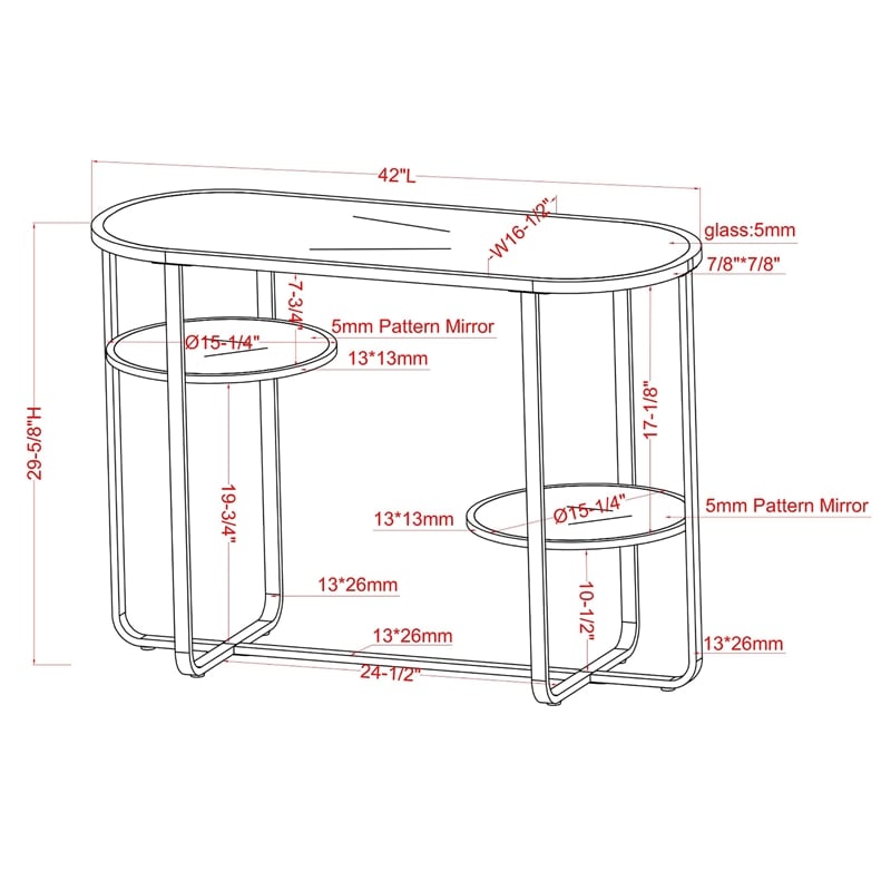 Furniture of America Ludington Metal 2-Shelf Water Ripples Sofa Table in Chrome