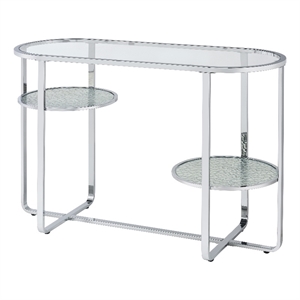 Furniture of America Ludington Metal 2-Shelf Water Ripples Sofa Table in Chrome