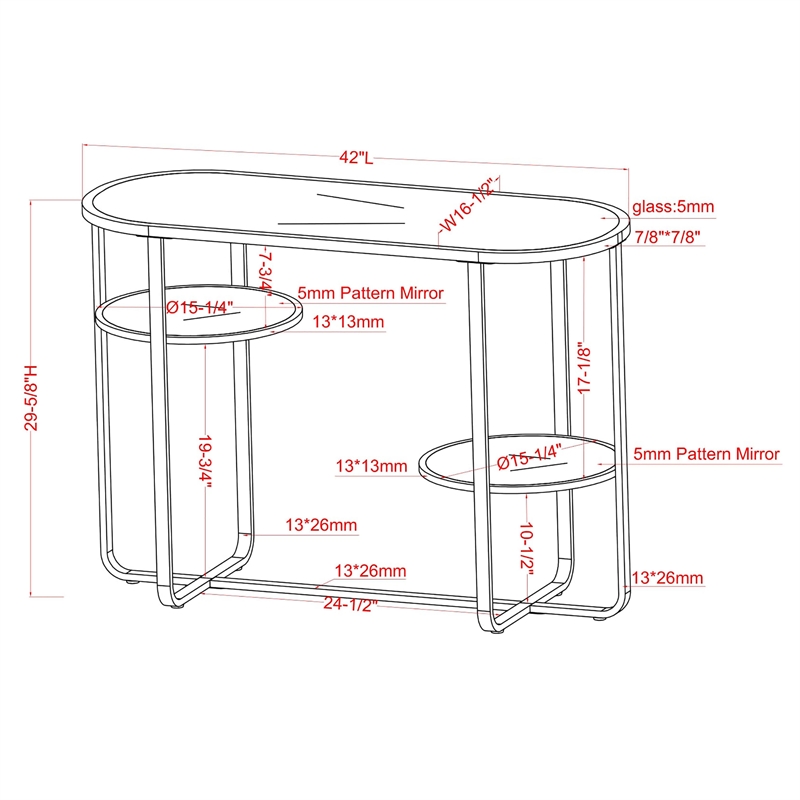 Furniture of America Ludington Metal 2-Shelf Waterfall Sofa Table in Chrome