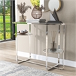 Furniture of America Ludington Metal 2-Shelf Waterfall Sofa Table in Chrome