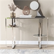 Furniture of America Ludington Metal 2-Shelf Waterfall Sofa Table in Chrome