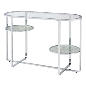 Furniture of America Ludington Metal 2-Shelf Waterfall Sofa Table in Chrome