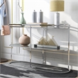 Furniture of America Ludington Metal 1-Shelf Water Ripples Sofa Table in Chrome
