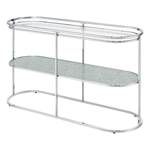 Furniture of America Ludington Metal 1-Shelf Water Ripples Sofa Table in Chrome