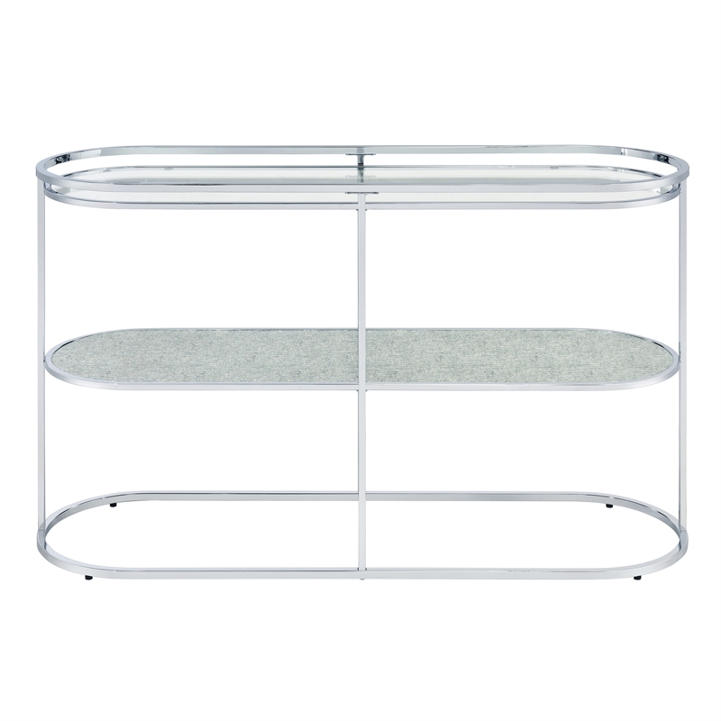 Furniture of America Ludington Metal 1-Shelf Waterfall Sofa Table in Chrome