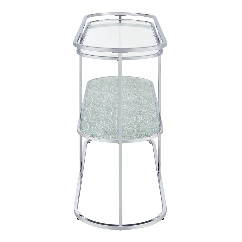 Furniture of America Ludington Metal 1-Shelf Waterfall Sofa Table in Chrome