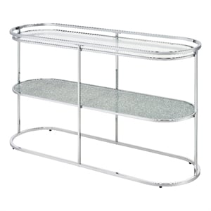 Furniture of America Ludington Metal 1-Shelf Waterfall Sofa Table in Chrome